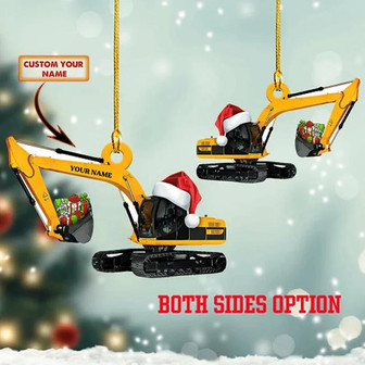 Excavator Santa Hat Christmas Personalized Ornament- Two Sided Ornament - Thegiftio UK