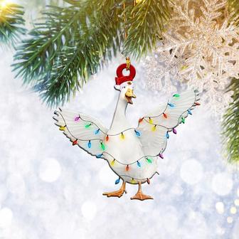 Funny Duck Christmas Reindeer Ornament Flat 2D, Animal Lover Gifts, Christmas Tree Ornament, Home Decor Plastic Ornament - Thegiftio UK