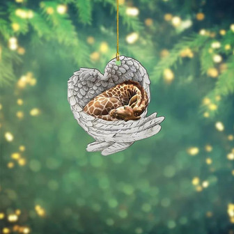 Giraffe Car Ornament, Giraffe Sleeping Angel Wings Ornament, Christmas Ornament, Love Giraffe Ornament Decor - Thegiftio