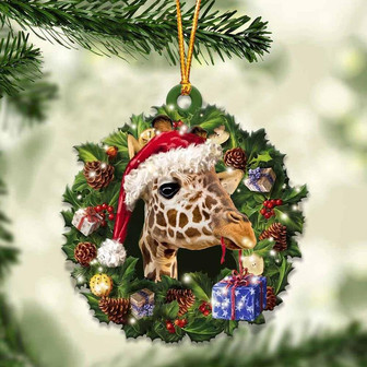 Giraffe and Christmas gift for her gift for him gift for Giraffe lover ornament, Christmas Ornament - Thegiftio