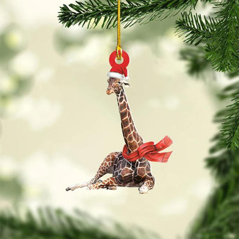 Giraffe Santa Christmas Tree Ornament, Giraffe Farm Ornament, Giraffe Lovers - Thegiftio