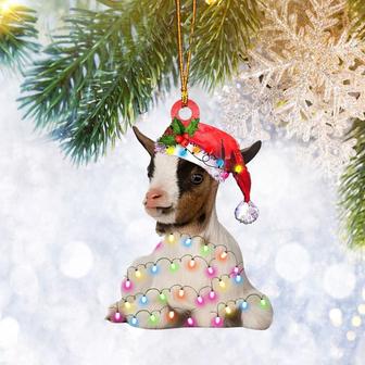 Goat Christmas Reindeer Flat 2D Ornament, Farm Animal Lover Gifts, Christmas Tree Ornament, Home Decor Plastic Ornament - Thegiftio UK
