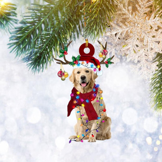 Golden Retriever Reindeer Christmas Ornament, Dog Pet Lover Gifts, Christmas Tree Ornament, Home Decor Plastic Ornament - Thegiftio UK