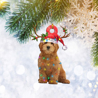Goldendoodle Christmas Reindeer Ornament Flat 2D, Dog Lover Gifts, Christmas Tree Ornament, Home Decor Plastic Ornament - Thegiftio