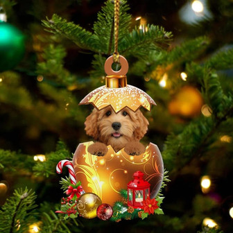 Goldendoodle In Golden Egg Christmas Ornament - Thegiftio UK