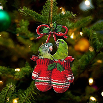 Green Parrots Inside Your Gloves Christmas Holiday-Two Sided Ornament, Christmas Ornament, Car Ornament - Thegiftio UK