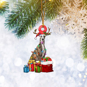 Greyhound Dog Christmas Light Reindeer Ornament, Pet Lover Gifts, Christmas Tree Ornament, Home Decor Plastic Ornament - Thegiftio UK