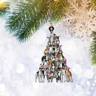 Greyhound Dog Christmas Pine Tree Lights Ornament, Pet Lover Gifts, Christmas Tree Ornament, Home Decor Plastic Ornament - Thegiftio UK