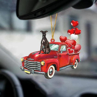 Greyhound-Red Sports car-Two Sided Ornament - Thegiftio UK