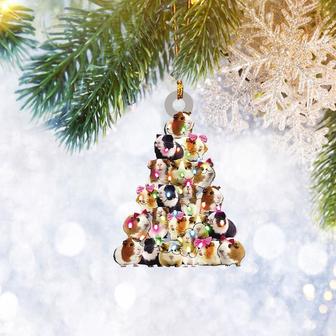 Guinea Pig Christmas Pine Tree Ornament Flat 2D, Animal Lover Gifts, Christmas Tree Ornament, Home Decor - Thegiftio UK