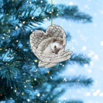 Hedgehog Sleeping Angel Wings Ornament, Christmas Love Hedgehog Ornament Decor - Thegiftio UK