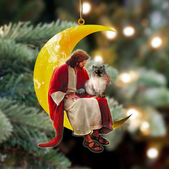 Himalayan And Jesus Sitting On The Moon Hanging Ornament Dog Ornament, Car Ornament, Christmas Ornament - Thegiftio UK
