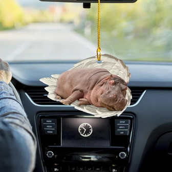 Hippo Car Ornament, Hippo Christmas Ornament, Hippo Angel Wings Ornament - Thegiftio UK