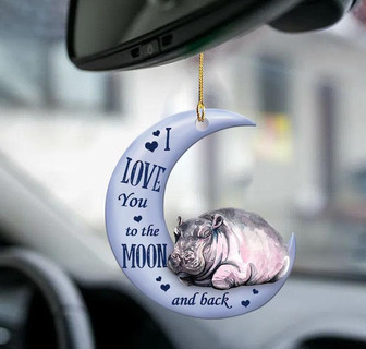 Hippo moon back hippo lover two sided ornament - Thegiftio UK