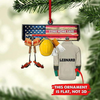 Come Home Safe Lineman Outfit Custom Flat Ornament, Personalized Lineman Vest Christmas Ornament - Thegiftio UK