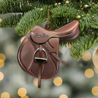 Horse Saddle Christmas Ornament, Personalized Flat Ornament For Horse Lovers, Horseback Riding Ornament, Horse Racing Ornament - Thegiftio