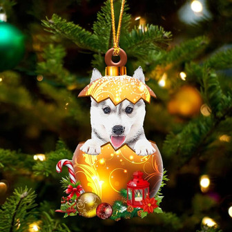 Husky In Golden Egg Christmas Ornament - Thegiftio UK