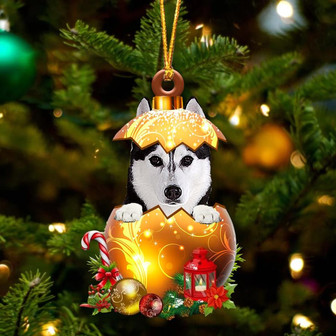 Husky2 In Golden Egg Christmas Ornament - Thegiftio UK
