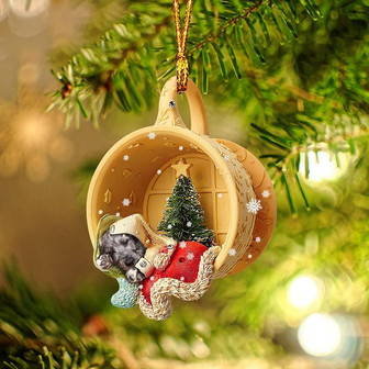 Irish Wolfhound Sleeping in a tiny cup Christmas Holiday-Two Sided Ornament, Christmas Ornament, Car Ornament - Thegiftio UK
