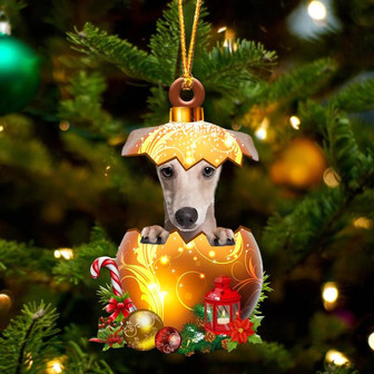 Italian Greyhound In Golden Egg Christmas Ornament - Thegiftio UK