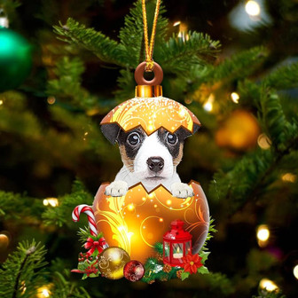 Jack Russell Terrier In Golden Egg Christmas Ornament - Thegiftio UK