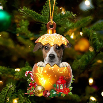 Jack Russell Terrier In Golden Egg Christmas Ornament - Thegiftio UK