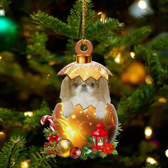 Japanese-Chin In Golden Egg Christmas Ornament - Thegiftio