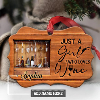 Just A Girl Who Love Wine Ornament, Wine Lover Christmas Personalized Ornament - Thegiftio UK