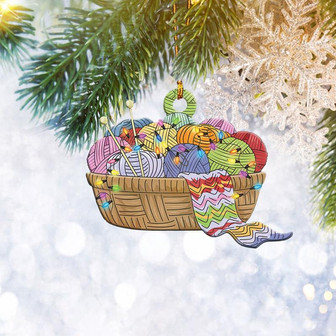 Knitting Yarns Accessories With String Lights Flat 2D Ornament, Christmas Tree Ornament, Home Decor Plastic Ornament - Thegiftio