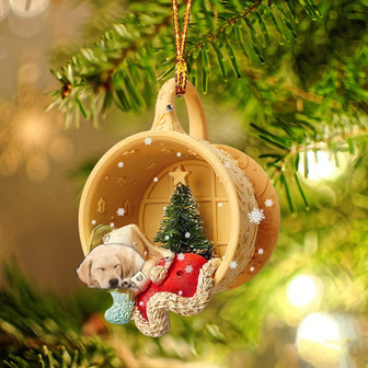 Labrador Retriever Sleeping In A Cup Christmas Ornament Dog Ornament, Car Ornament, Christmas Ornament - Thegiftio UK