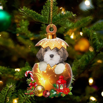 Lhasa-Apso In Golden Egg Christmas Ornament - Thegiftio UK
