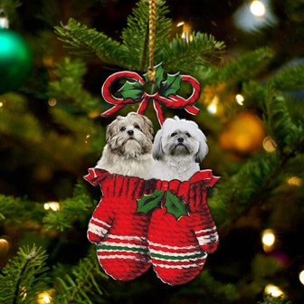 Lhasa Apso Inside Your Gloves Christmas Holiday-Two Sided Ornament, Christmas Ornament, Car Ornament - Thegiftio UK