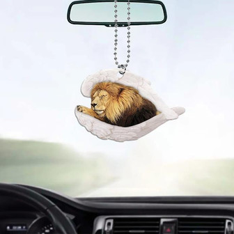 Lion Car Ornament, Lion Sleeping Angel Wings Ornament, Lion Christmas Ornament, Love Lion Ornament Decor - Thegiftio UK
