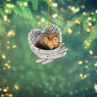 Lion Sleeping Angel Wings Ornament, Lion Christmas Ornament - Thegiftio UK