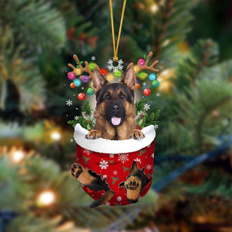 LONG HAIRED German Shepherd-In Christmas Pocket Two Sides Ornament, Christmas Ornament, Car Ornament - Thegiftio UK