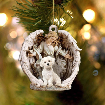 Maltese-Angel Hug Winter Love Two Sided Ornament - Thegiftio UK