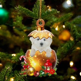 Maltipoo In Golden Egg Christmas Ornament - Thegiftio UK