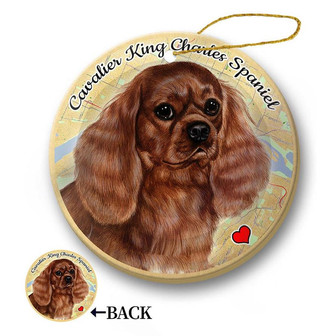 Map dog Ornament-Cavalier Cavalier King Charles (Ruby) Hanging Ornament - Thegiftio UK