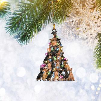 Miniature Pinscher Christmas Pine Tree Lights Flat Ornament, Dog Pet Christmas Tree Ornament, Home Decor - Thegiftio UK