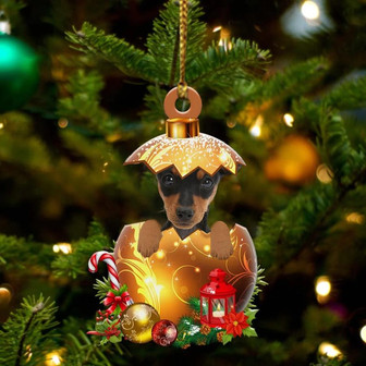 Miniature-Pinscher In Golden Egg Christmas Ornament - Thegiftio UK