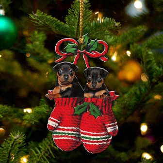 Miniature Pinscher Inside Your Gloves Christmas Holiday-Two Sided Ornament, Christmas Ornament, Car Ornament - Thegiftio UK