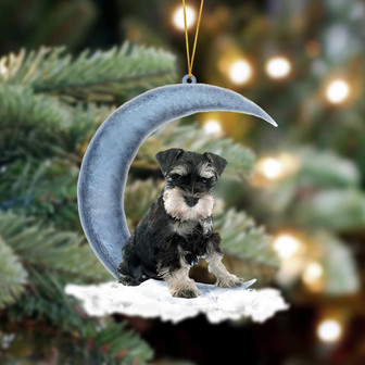 Miniature Schnauzer 02 Sits On The Moon Hanging Ornament Dog Ornament, Car Ornament, Christmas Ornament - Thegiftio UK