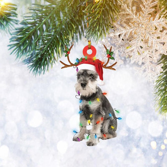 Miniature Schnauzer Christmas Reindeer Ornament, Dog Lover Gifts, Christmas Tree Ornament, Home Decor Plastic Ornament - Thegiftio UK