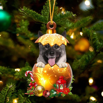Norwegian Elkhound In Golden Egg Christmas Ornament - Thegiftio UK