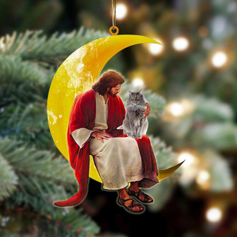 Norwegian Forest And Jesus Sitting On The Moon Hanging Ornament, Car Ornament, Christmas Ornament - Thegiftio UK