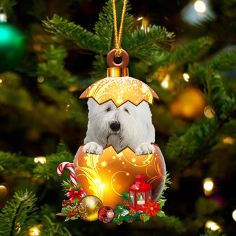 Old English Sheepdog In Golden Egg Christmas Ornament - Thegiftio UK