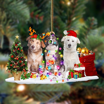 Ornament- Aidi-Christmas Dog Friends Hanging Ornament, Happy Christmas Ornament, Car Ornament - Thegiftio UK