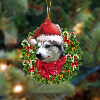 Ornament- Alaskan Klee Kai-Xmas Bandana Hanging Ornament, Happy Christmas Ornament, Car Ornament - Thegiftio UK