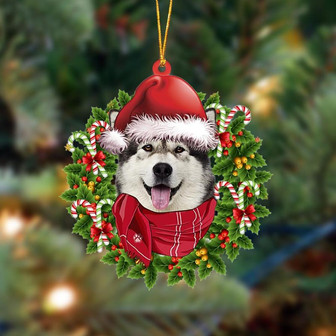 Ornament- Alaskan Malamute-Xmas Bandana Hanging Ornament, Happy Christmas Ornament, Car Ornament - Thegiftio UK