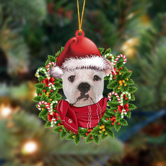 Ornament- American Bulldog 2-Xmas Bandana Hanging Ornament, Happy Christmas Ornament, Car Ornament - Thegiftio UK